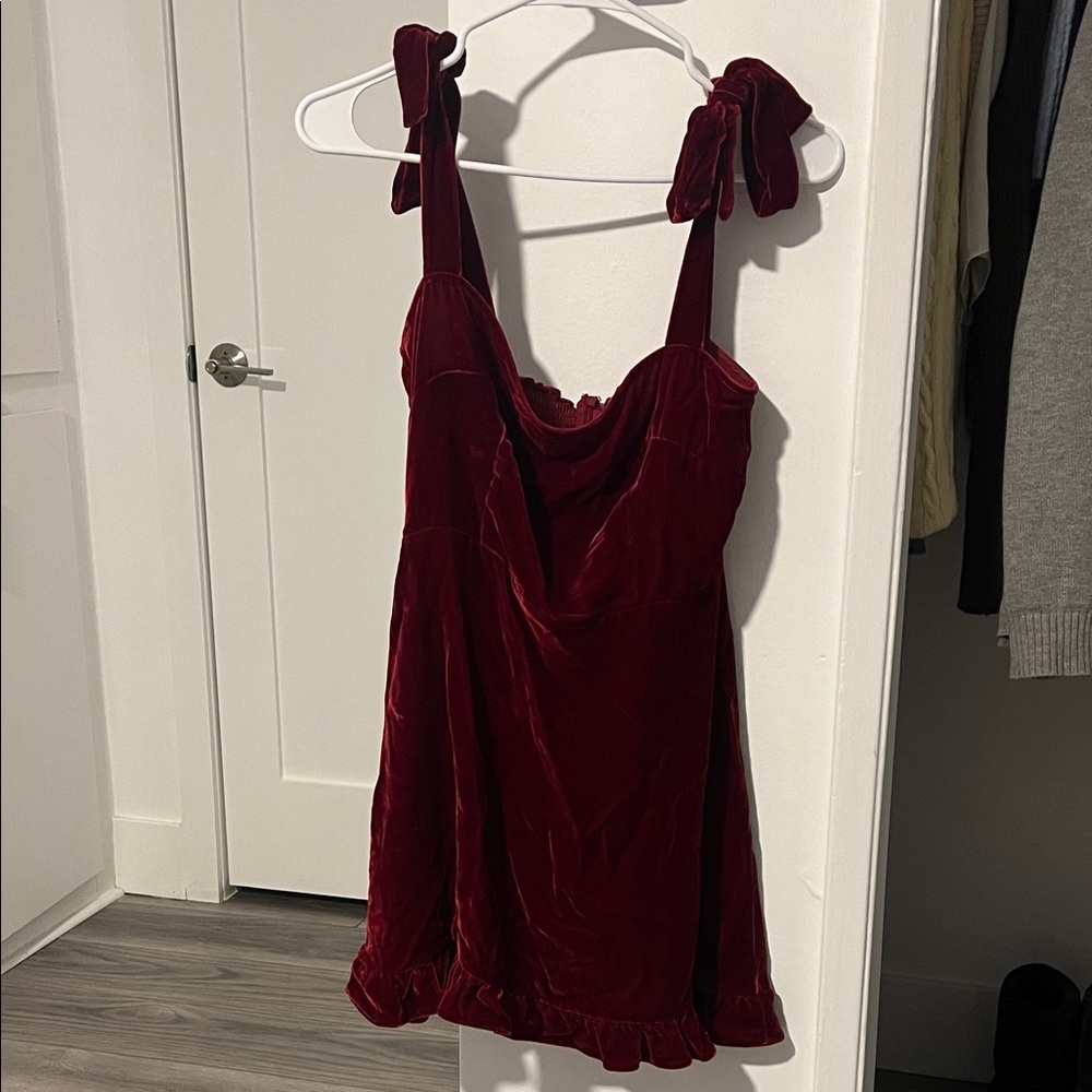 Reformation Rich Red Velvet Dress